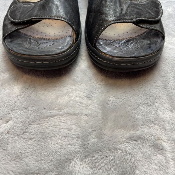 Hallux Fidelio Gini G Sandals Womens EU42/US 11 Black Leather Slip On Comfort - Picture 2 of 10